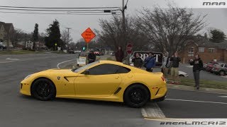 Ferrari 599 GTO  430 Scuderia  Audi R8  Leaving Katies Cars and Coffee [upl. by Trinee504]