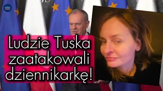 Atak ludzi Tuska na dziennikarkę Monikę Rutke z Tygodnika Solidarność [upl. by Fawcette]