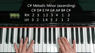 C Sharp Minor Scale on Piano Natural Harmonic Melodic [upl. by Mairem]