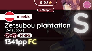 osu Hypo  10★ mrekk FCed Zetsubou plantation Zetsubou HDDT [upl. by Elana623]