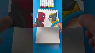 How to draw Deadpool vs Wolverine Surprise Fold shorts artlandhowtodraw art [upl. by Bruell]