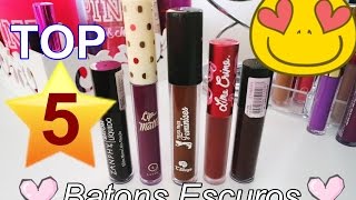 TOP 5 Batons Escuros para o Inverno  Batons Líquidos Matte [upl. by Gelasius]