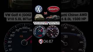 VW Golf 4 RS V10 1267 HP vs Bugatti Chiron 1500 HP acceleration volkswagen golf4 [upl. by Carleton]