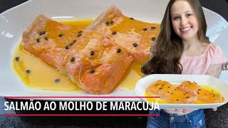 Salmão no forno ao molho de maracujá  Receita simples e fácil [upl. by Anaig]