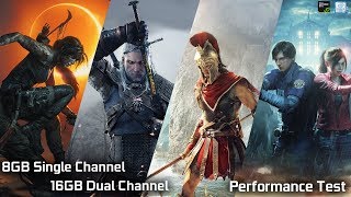 8GB Single Channel vs 16GB Dual Channel Configuration Performance Test in 6 Games [upl. by Sinnej780]