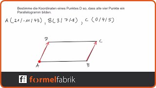 Vektorrechnung Bestimme Punkt D so dass ein Parallelogramm entsteht [upl. by Atwekk351]