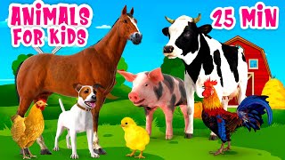 Animals for Kids 25 min Farm animal sound [upl. by Averil73]