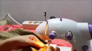 How to use mini sewing machine on how to stitch with and without food pedal [upl. by Ainotahs]