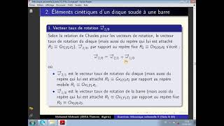 341 Mécanique rationnelle Série 07 Exercice 2 Éléments cinétiques dun disque soudé à une barre [upl. by Steen288]