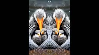 Mother Love Sheltering Her Chicks from Rain nature mother birds parrot shorts owl ai love [upl. by Iot190]