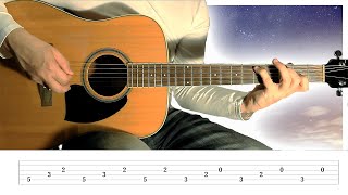 Starry sky Melancholy Guitar Lesson w Tabs [upl. by Enyar]