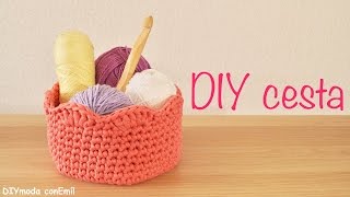 Cómo tejer cesta de trapillo a crochet paso a paso  DIY moda con Emil [upl. by Attenat]