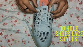 10 HOLES SHOES LACE STYLE  SPORTS SNEAKER NEW LACE STYLE  CROSSING LACE STYLES shoes howtodo [upl. by Lahcim]