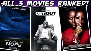 ALL 3 JORDAN PEELE MOVIES RANKED Nope Get Out and Us [upl. by Einolem284]