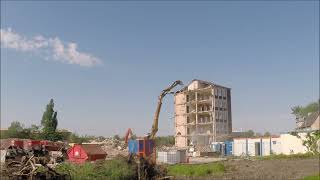 Timelapse CAT 340 and Hitachi 350  demolition site [upl. by Ahsian700]