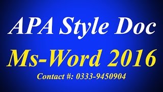 How to create APA style documents in ms word 2016 [upl. by Gnilsia541]