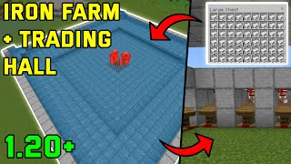 EASY Iron Farm  Trading hall in Minecraft 120 bedrockmcpeps4Xbox [upl. by Dnomhcir]