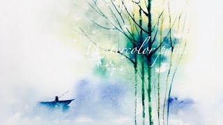 Painting with greens and blues  with watercolor [upl. by Anyotal]