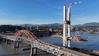 Pattullo Bridge Construction  Sunny Day Flyby  101424 [upl. by Noiz]