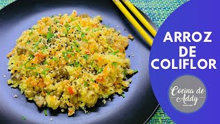 Fácil y Saludable ARROZ DE COLIFLOR ESTILO ASIÁTICO Apto Diabetes Dieta LowCarbs Cocina de Addy [upl. by Luaped746]