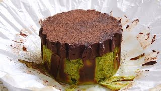 一人食獨享快樂甜品🍃抹茶生巧巴斯克蛋糕 Matcha Chocolate Basque Cheesecake Recipe 🧀️ 濃郁絲滑抹茶控必做 [upl. by Eltsyrk792]