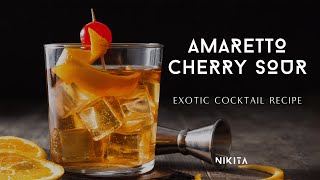 How to make an AMARETTO CHERRY SOUR cocktail  Exotic Cocktail Recipes [upl. by Lindemann]