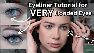 How to Apply Eyeliner on VERY Hooded Eyes [upl. by Ling]