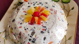 Fruit Cocktail Gelatin Salad  New Style Salad Recipe  How To Make [upl. by Rebma208]