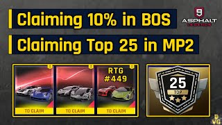 Asphalt 9  Claiming TOP 10 BOS amp TOP 25 MP2 rewards  RTG 449 [upl. by Odelle607]