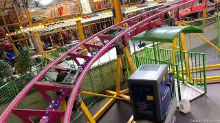 Spinning Coaster at Kinderstad Heerlen FEC in the Netherlands POV of an SBFVISA roller coaster [upl. by Ahsertal23]