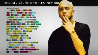 Eminem  Business Rhyme Scheme Highlighted [upl. by Ynnavoj]