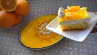 كيكه البرتقال البارده سهله وسريعه التحضير فقط ببيضتان 🍊Super easy orange cake with only 2 eggs👌🏻 [upl. by Job]