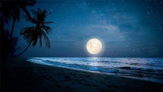 Relaxing Music with Ocean Waves at Night Beautiful Piano Sleep Music Meditation Stress Relief [upl. by Ahsienak]