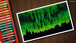 Easy Night Forest scenery drawing with Oil Pastels  step by step [upl. by Ardnaz]