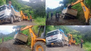 Dumper Truck 🚒 stuck in national highway 202 muddy hell road [upl. by Quartet936]