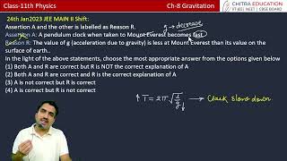 Gravitation12 24th Jan2023 JEE MAIN II Shift based on Acceleration due to Gravity  Class11th [upl. by Anole197]