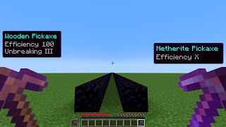 Efficiency 100 Wooden Pickaxe VS Efficiency 10 Netherite Pickaxe [upl. by Acemat]