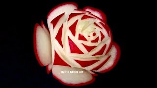 Rose Flower  Radish  Simple  Beginners 30  Mutita Edible Art Of Fruit amp Vegetable Carving [upl. by Wessling24]