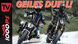 890 Duke R vs MT09 SP Leiwander Nakedbike Vergleich mit Yamaha und KTM [upl. by Gudrin]