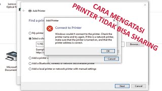 Cara mengatasi printer tidak bisa sharing  windows couldnt connect to the printer [upl. by Forras186]