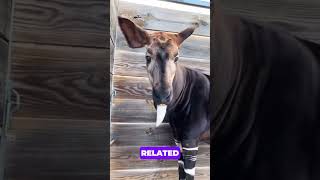 Okapi’s Wild Tongue Trick Cleaning Eyes and Ears animals wildanimalfacts babyanimals [upl. by Llenoj]