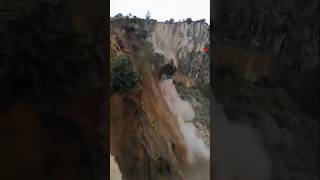 Mountain waterfall cutting big landslide nplwaterfallmountains shorts [upl. by Sewel]