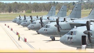 C27J Spartan Mass Departure  RAAF Base Amberley [upl. by Madden]