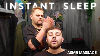 INSTANT SLEEP  ASMR SLEEP MASSAGE IN A Real BARBER SHOP asmr head massage [upl. by Zeret872]