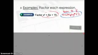 Lesson 95 Factoring x2bxc Trinomials of [upl. by Magdau818]