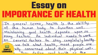 Importance of Health Essay In English  The Importance of Good Health Essay [upl. by Meta]