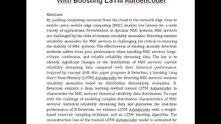 B Detection Runtime Reliability Anomaly Detection for MEC Services With Boosting LSTM Autoencoder [upl. by Prudie]