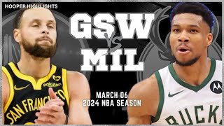 Golden State Warriors vs Milwaukee Bucks Full Game Highlights  Mar 6  2024 NBA Season [upl. by Anilatak511]