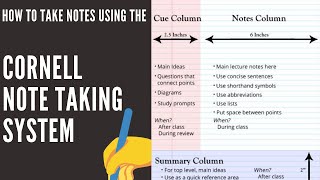 How To Take Notes Using The Cornell Note Taking System [upl. by Madalena]