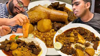 Eating Buffet LunchSpicy Meat Curry Mezbani Gosht Aloo Gosht With Friends at Orient Restaurant [upl. by Piwowar]